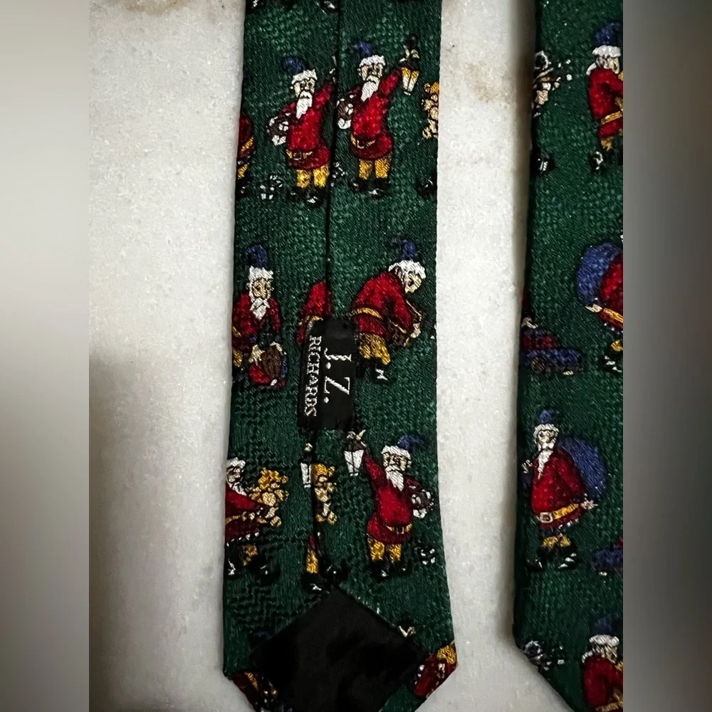 2 Vintage Silk Christmas Neckties Alynn Neckwear J.Z.Richards Santa Claus